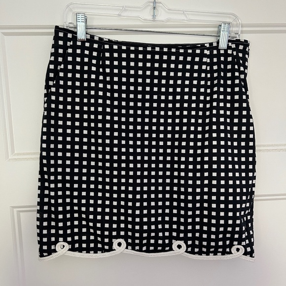 Golftini Golf Skort The Ace Stretch Cotton Scalloped Hem Black White Check 2L - Picture 8 of 15